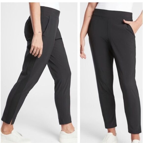 Athleta woman’s 14 Brooklyn ankle black pants wrinkle resistant tailored fit - Picture 1 of 7